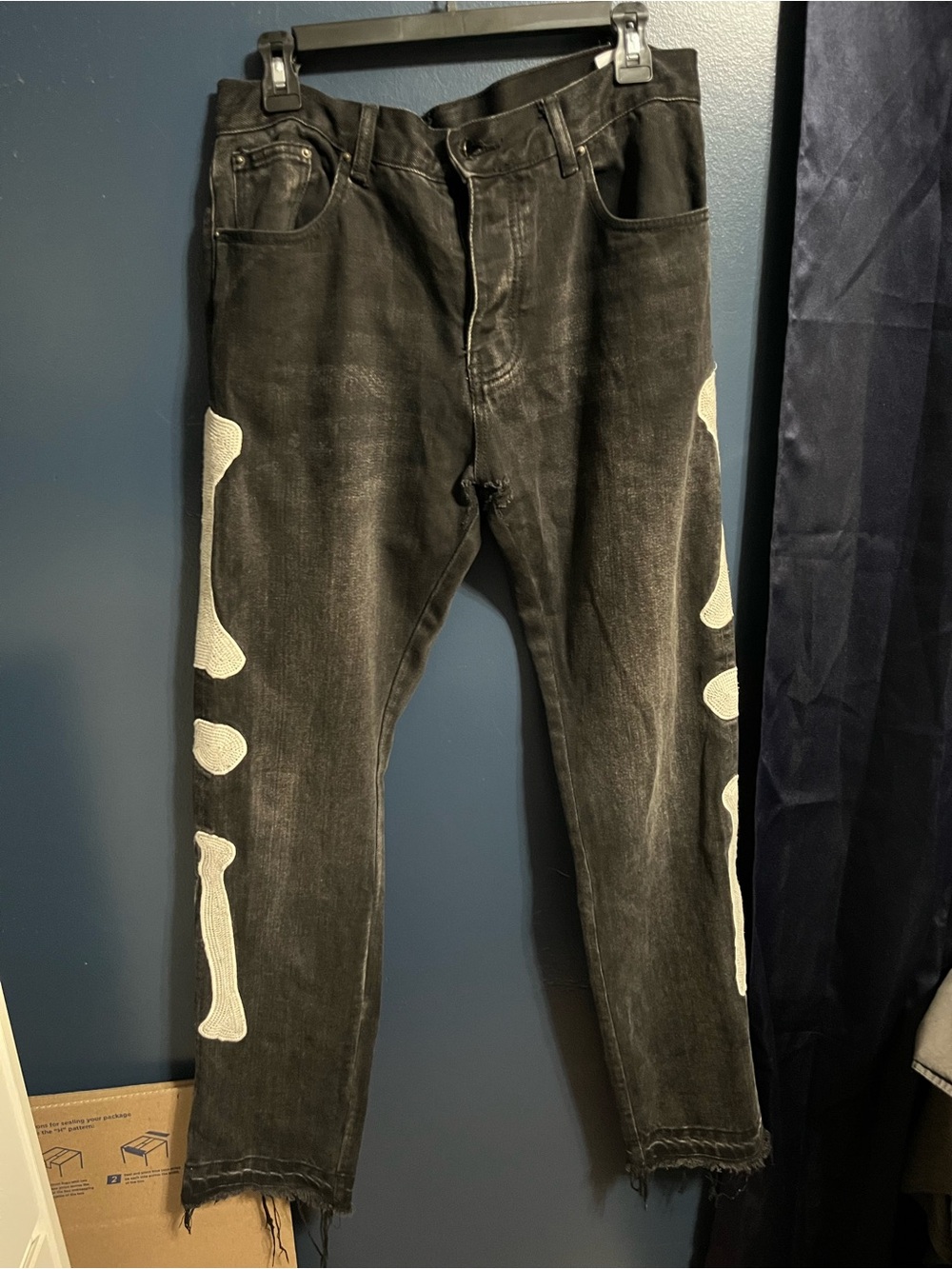 MNML Kapital Inspired Black Washed Bone Jeans